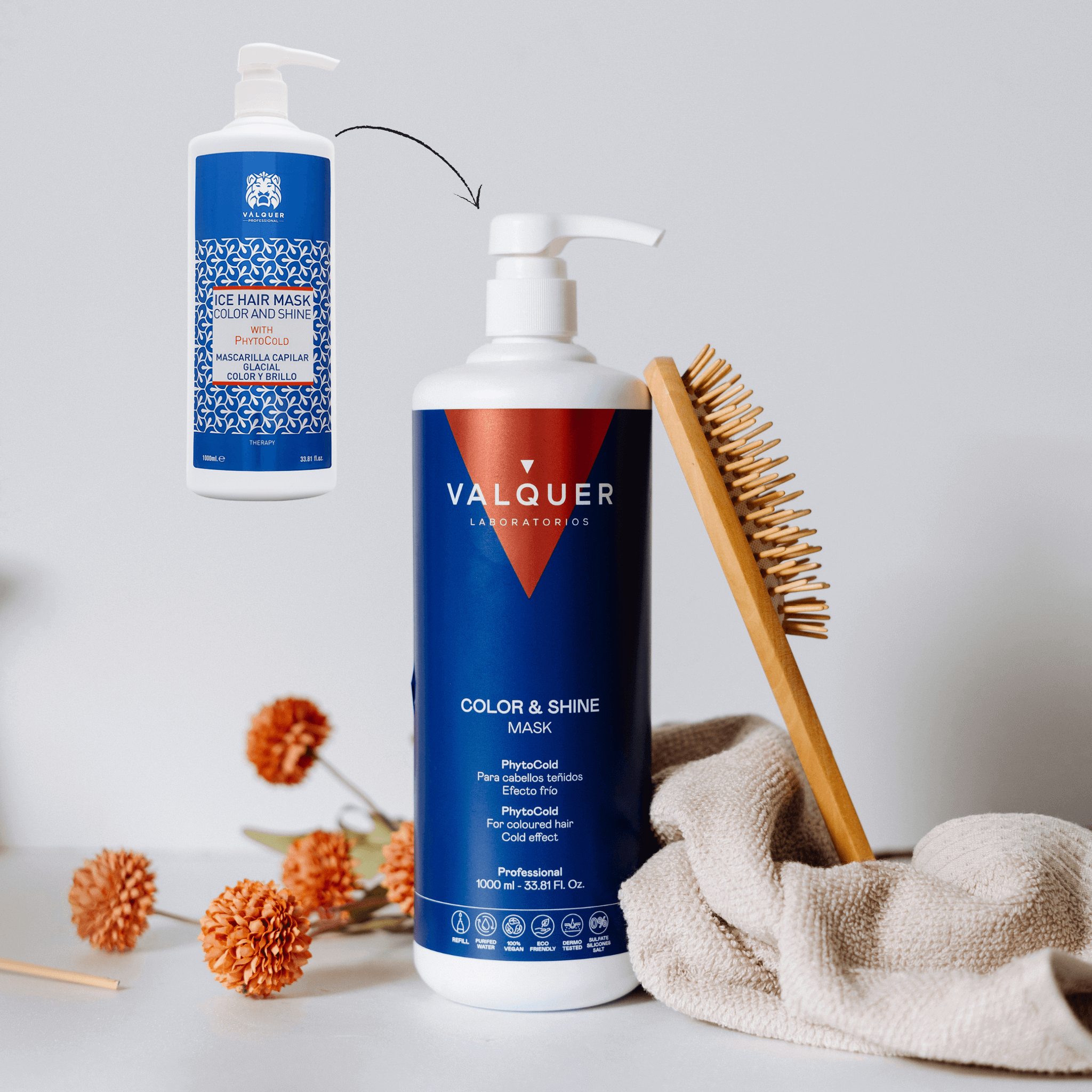 Pack Potenciador Color y Brillo para Cabellos Teñidos - Champú y Mascarilla - 1000 ml + 975 ml - Montber Professional Brand