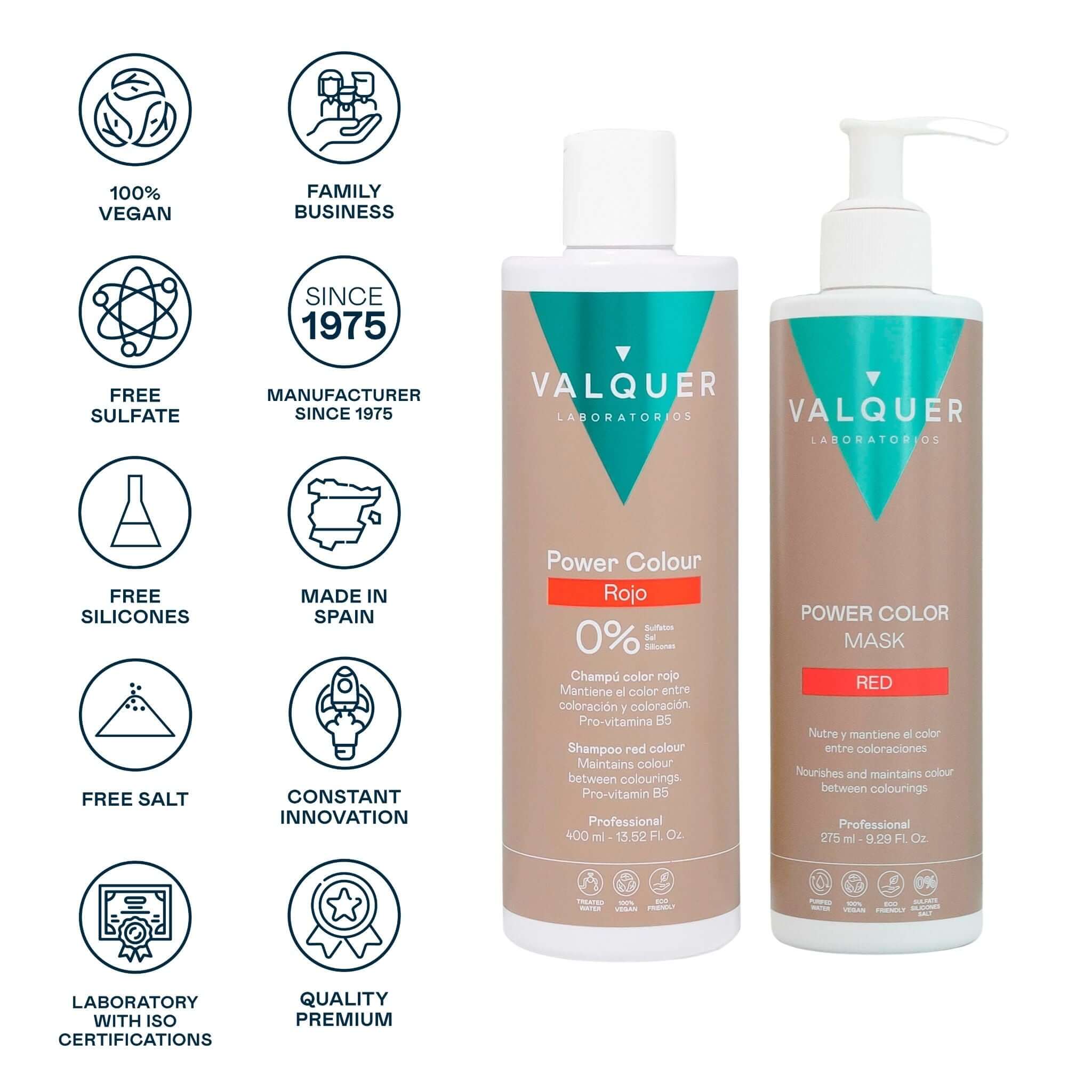 Pack Power Color Rojo - Champú y Mascarilla - 675 ml - Montber Professional Brand