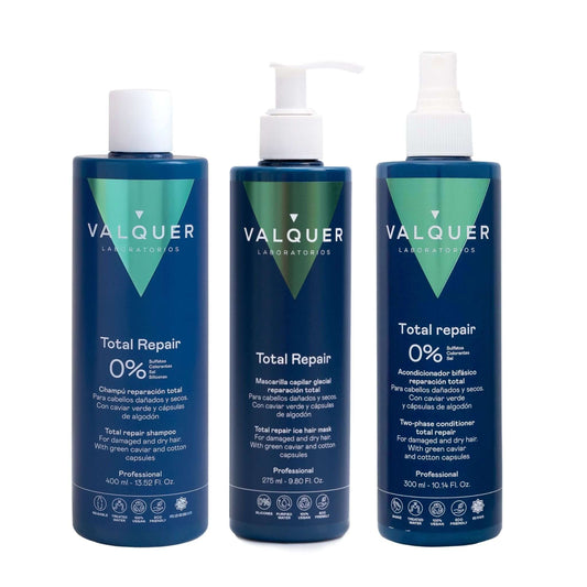Pack Total Repair para Cabellos Dañados - Champú, Mascarilla y Acondicionador Bifásico - 975 ml - Montber Professional Brand
