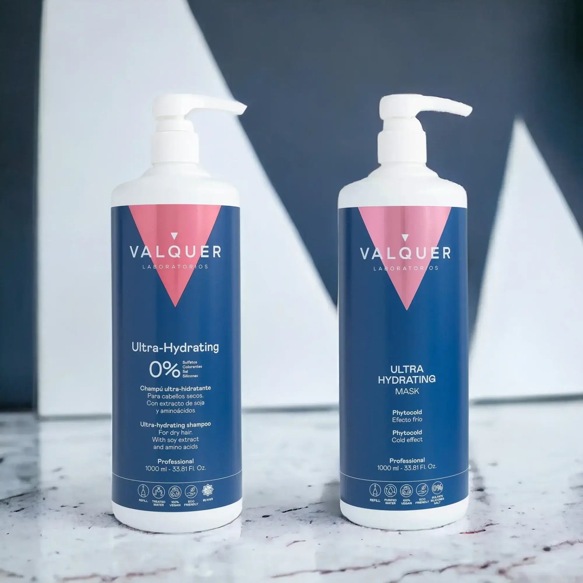 Pack Ultrahidratante Champú y Mascarilla efecto frío para Cabellos Secos - 1000 ml + 975 ml - Montber Professional Brand