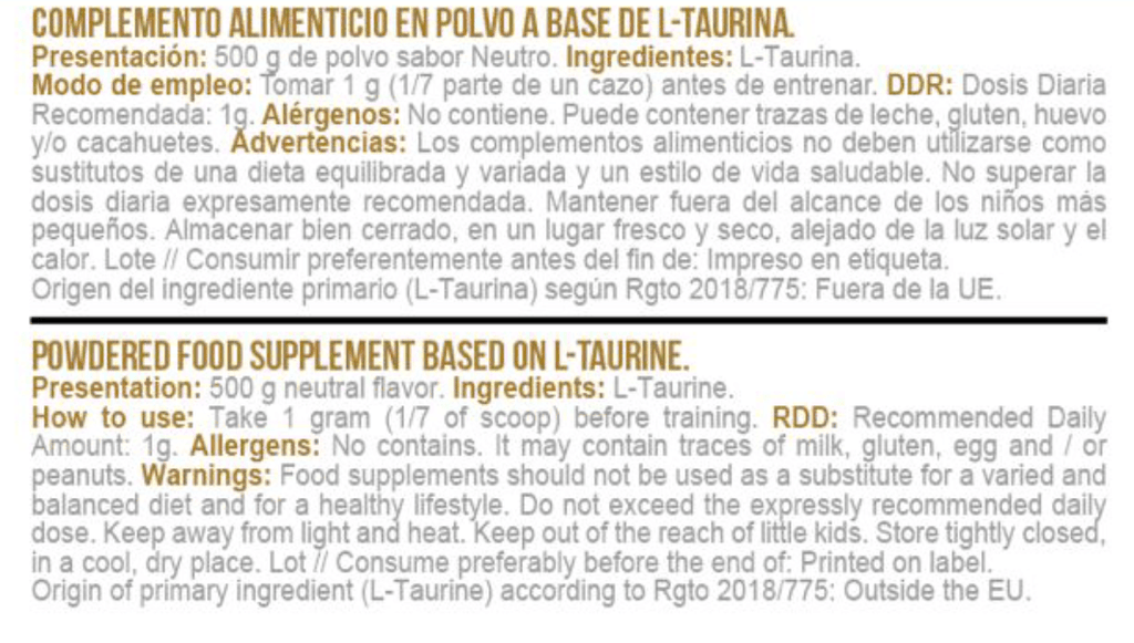 PURE TAURINE GP NUTRITION
