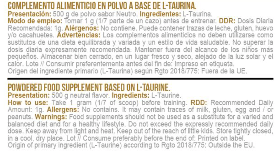 PURE TAURINE GP NUTRITION
