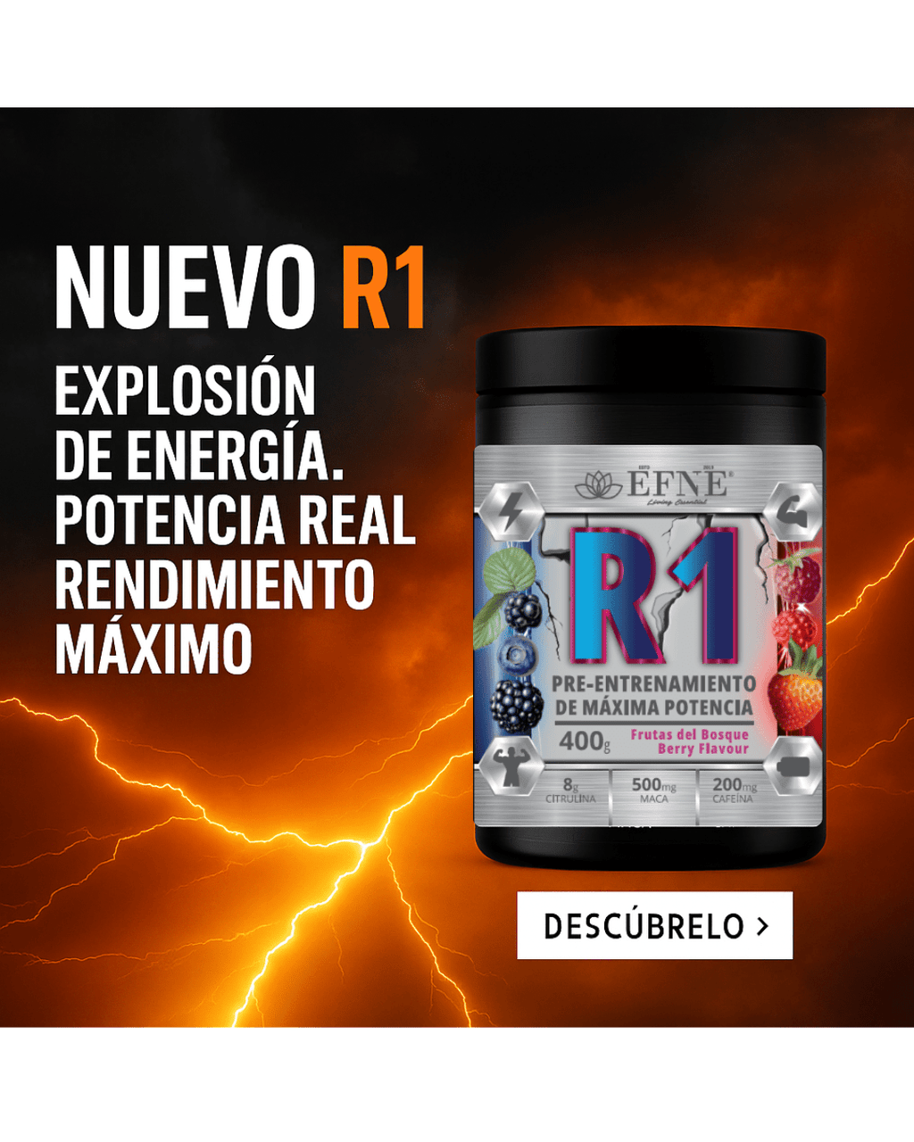 R1 EFNE – Pre Entrenamiento con Cafeína y Potenciadores de Rendimiento
