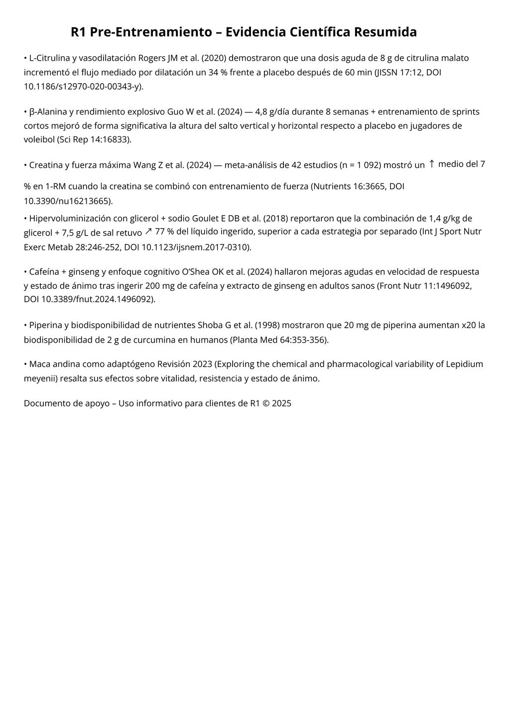 R1 EFNE – Pre Entrenamiento con Cafeína y Potenciadores de Rendimiento