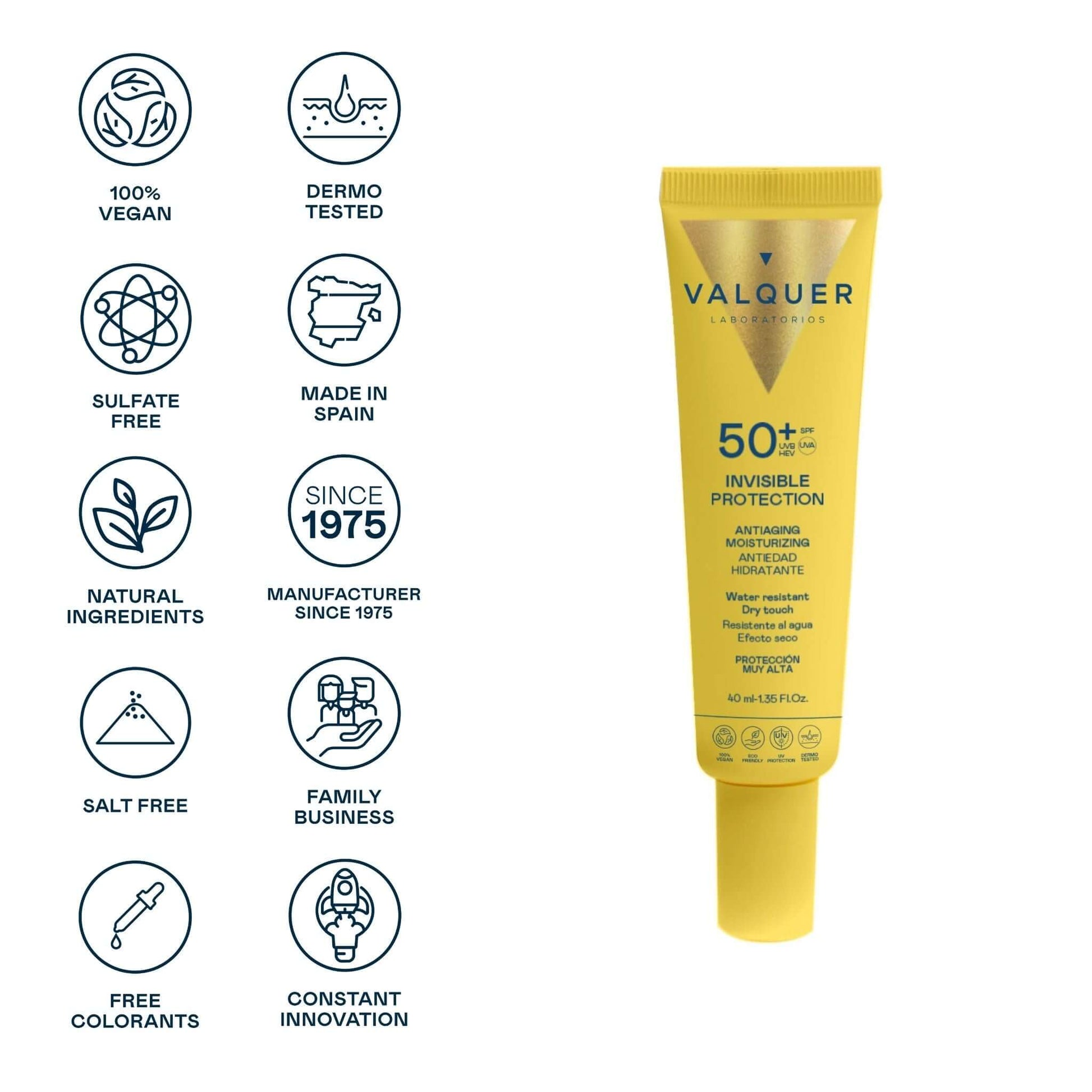 Sérum Facial Invisible Protection SPF 50+ Antiedad e Hidratante - 40 ml - Montber Professional Brand