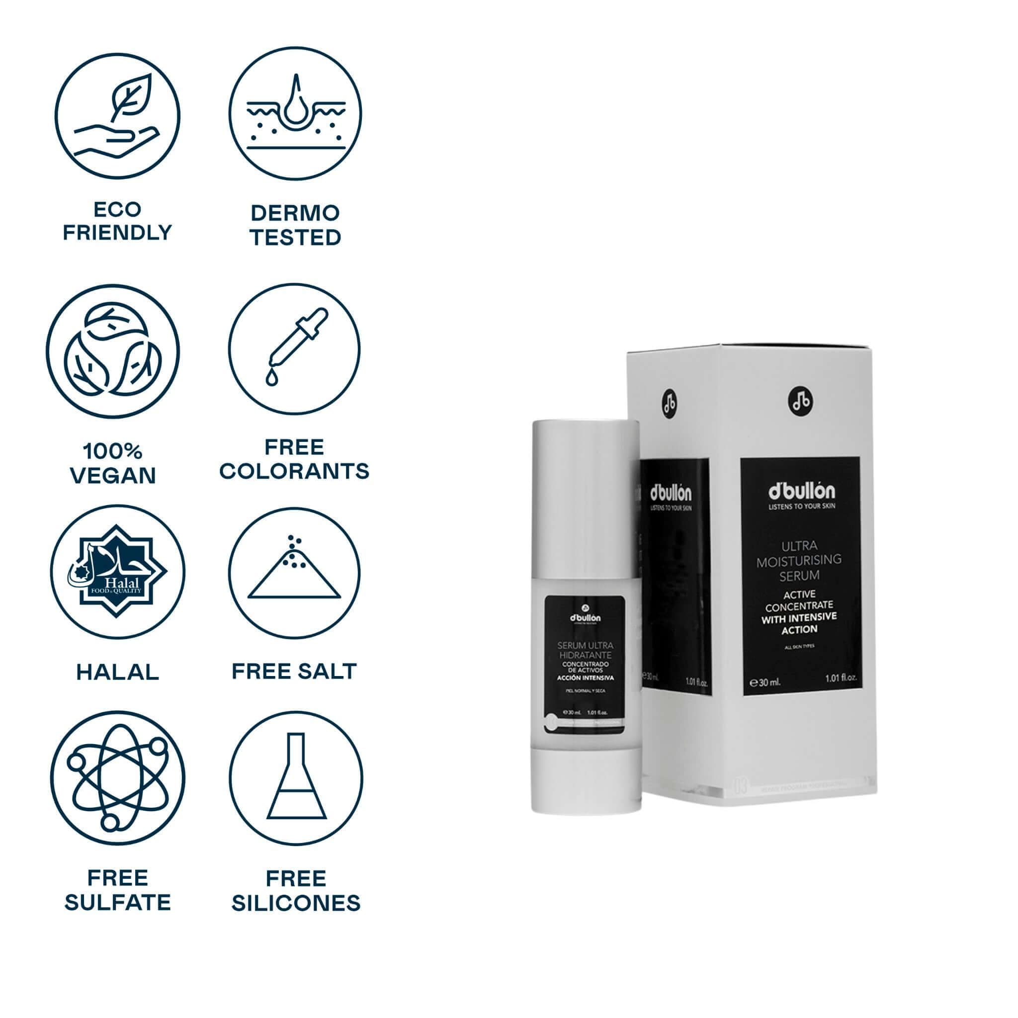 Sérum Facial Ultra - Hidratante – Acción Inmediata para Pieles Muy Secas - 30 ml - Montber Professional Brand