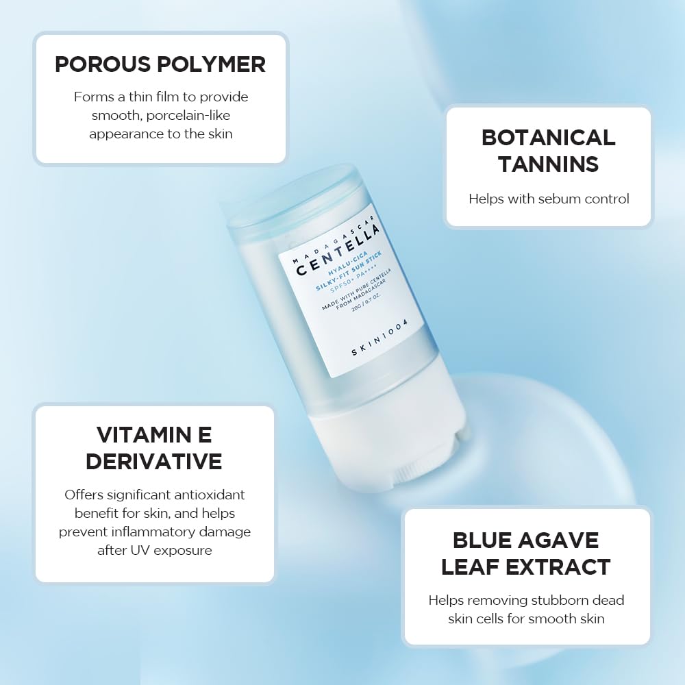 SKIN1004 Madagascar Centella Hyalu - Cica Silky - Fit Sun Stick SPF50+ PA++++ – Protector Solar en Barra con Centella Asiática y Ácido Hialurónico (20g) - Montber Professional Brand