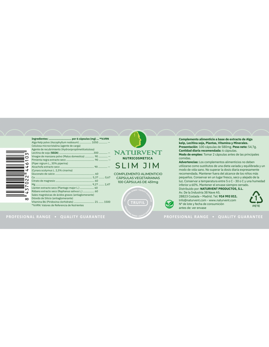 SLIM JIM Anticelulítico Natural Máxima Absorción - Montber Professional Brand
