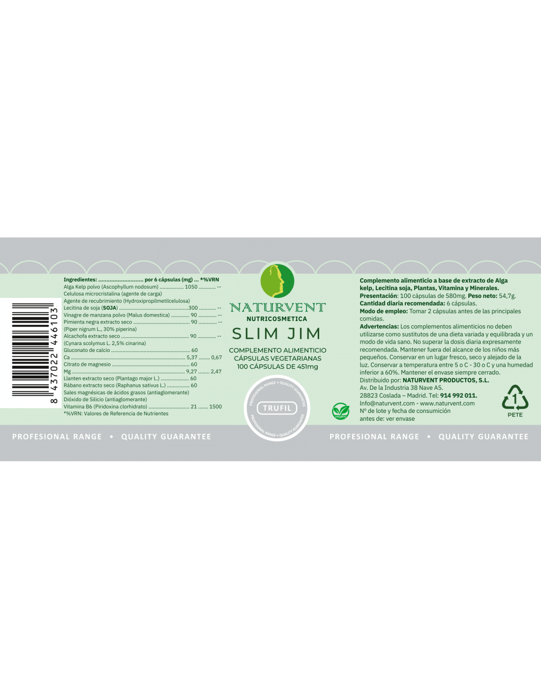 SLIM JIM Anticelulítico Natural Máxima Absorción - Montber Professional Brand