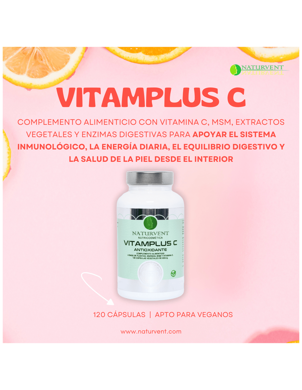 VITAMPLUS C - Vitamina C con complejo vegetal digestivo y antioxidante - 120 cápsulas - Montber Professional Brand